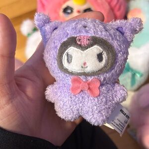 Cute Purple Plush Toy with Pink Bow